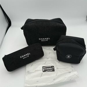 CHANEL Black Beauty Pouch Trio